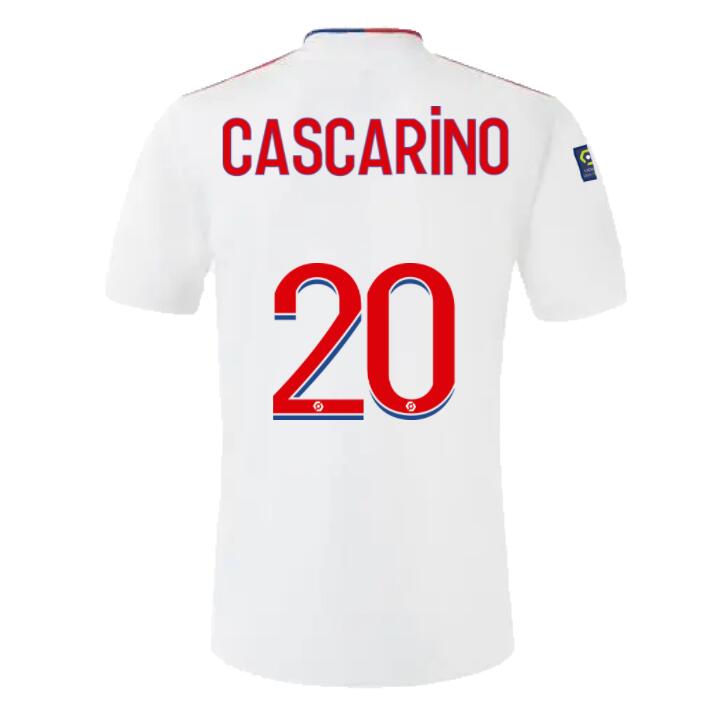 2021/22 Olympique Lyonnais Home Kit Soccer Jersey with CASCARINO 20 printing